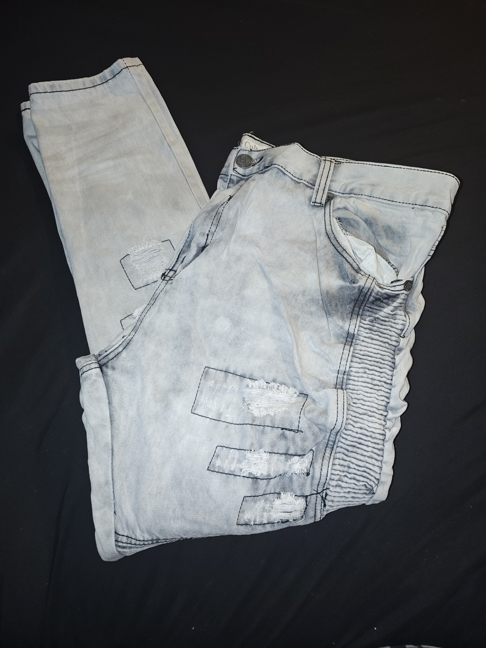 Light Wash Men’s Distressed Jeans - Blue Cult Denim 42